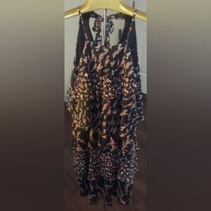 !White House Black Market 4 Mix print Black With Nailpolish floral tiered dress